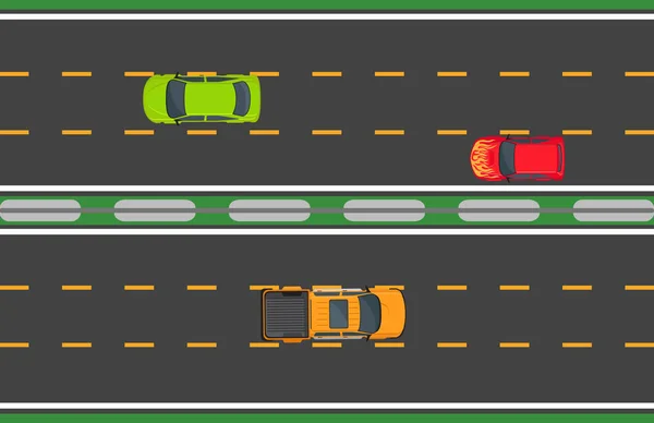 Highway Traffic koncept med träd bilar — Stock vektor