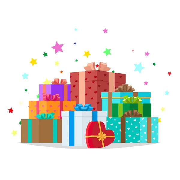 Bunch of Presents Illustration. Coleção férias — Vetor de Stock