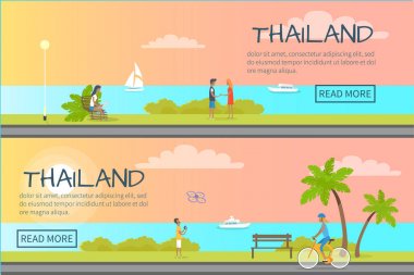 Tayland insanlar renkli Web Banner rahatlatıcı