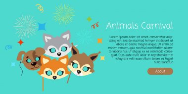 Animal karnaval. Dekorasyon. Çizgi film maskeler yüz