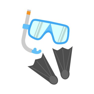 Şnorkel, palet ve üzerinde beyaz izole maskesi