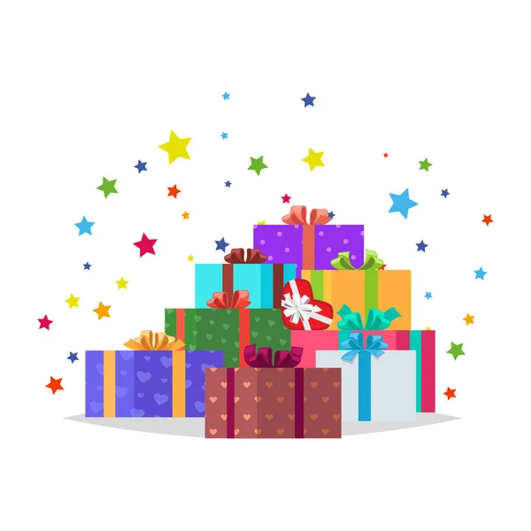 Bunch of Presents Illustration. Coleção férias — Vetor de Stock