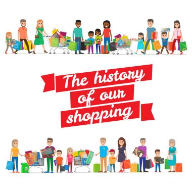 The History of our Shopping Concept with Families clipart