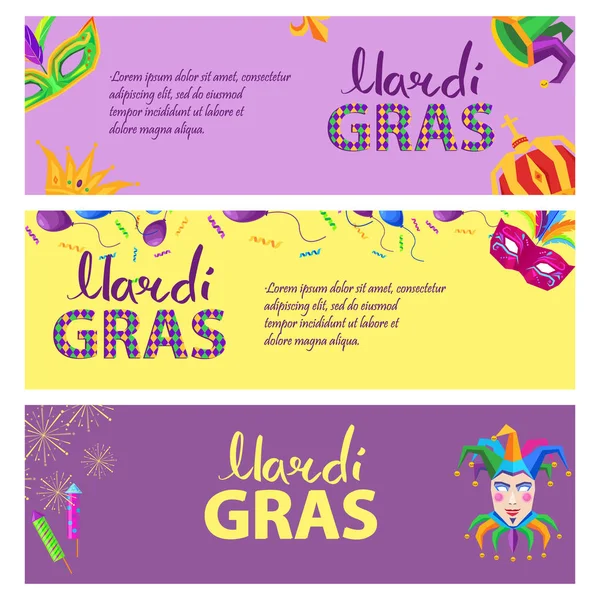 Mardi Gras. Carnaval Convite Poster Ilustração — Vetor de Stock