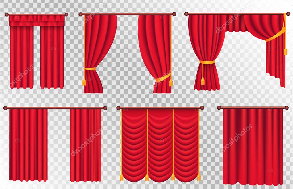 Red Curtains Set. Theater Curtain Illustration