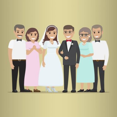 Yeni evli çift ile anne-In-Law vektör