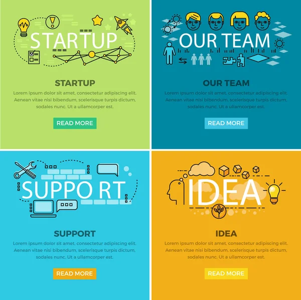A csapat indítási és ötlet támogatása Web poszter. — Stock Vector
