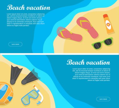 Yaz ve plaj tatil Poster Seti.
