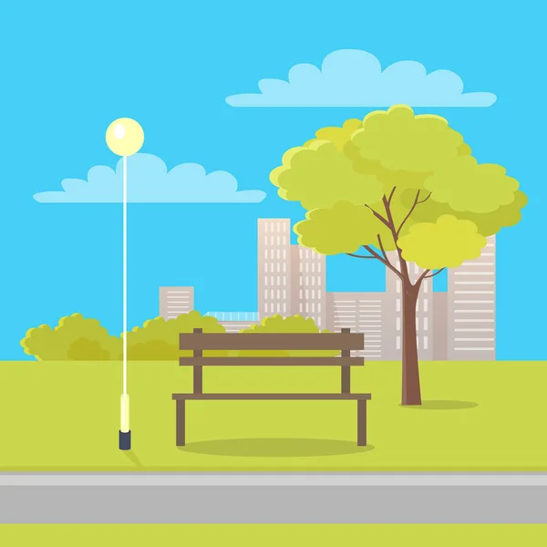 Banc dans City Park Illustration vectorielle plate — Image vectorielle