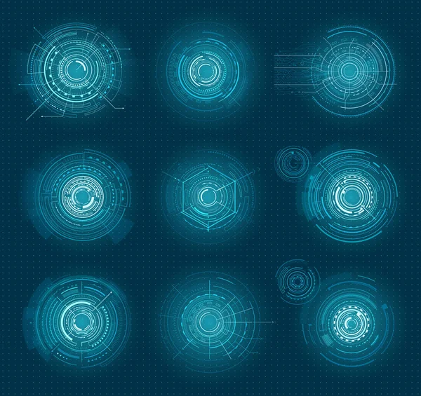 Set of Blue Infographic Elements Interface Virtual — Stock Vector