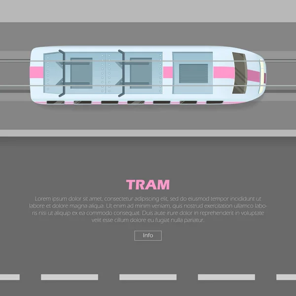 Tranvía en carretera Conceptual plana Vector Web Banner — Vector de stock