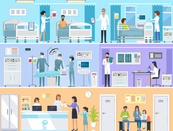 Горизонтальный набор медицинских услуг в больнице
