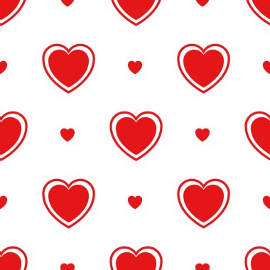 Beyaz izole kırmızı kalpler ile Seamless Modeli