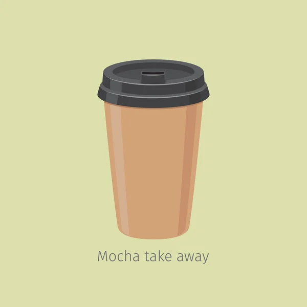 Mocha Take Away. Café en taza de papel Ilustración — Vector de stock