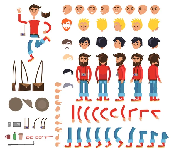 Photographer Character Flat Collection on White — Stock Vector