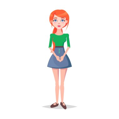 Obedient Woman with Docile Posture Isolated Vector clipart