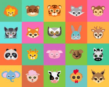 Animal karnaval. Çizgi film maske topluluğu.