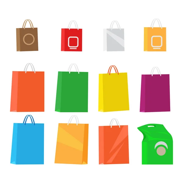 Paper Packages for Shopping Collection on White. — Stock Vector