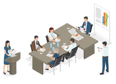 Office çizim toplantıda üzerinde iş adamları
