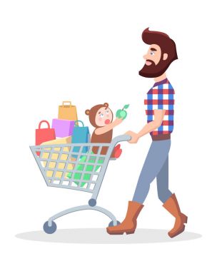 Karikatür düz vektör kavramı alışveriş aile