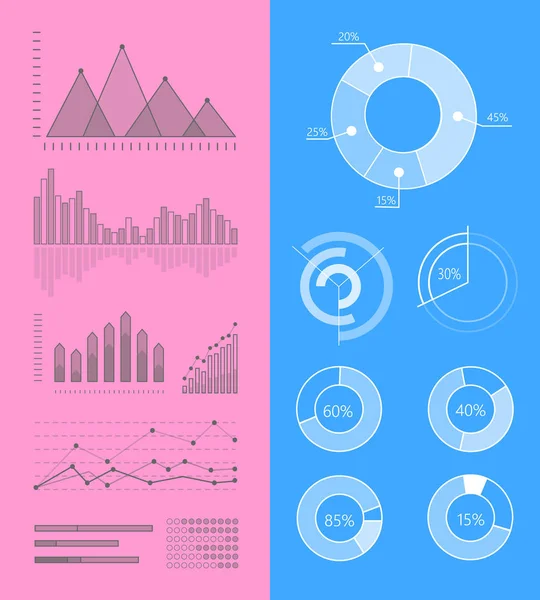 Uppsättning vektor grafer och diagram för Infographics — Stock vektor