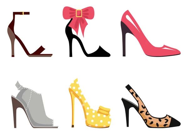 Kobiece obuwie ustawić pojedyncze ilustracje — Wektor stockowy