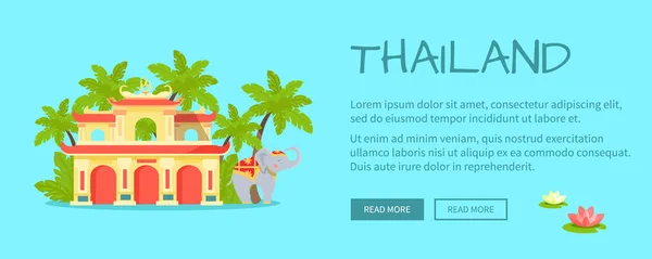Bannière Web vectorielle de style plat de Thaïlande — Image vectorielle