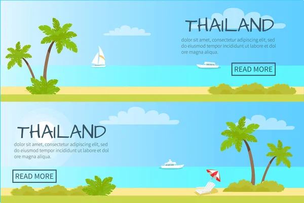Bannière Web vectorielle de style plat de Thaïlande — Image vectorielle