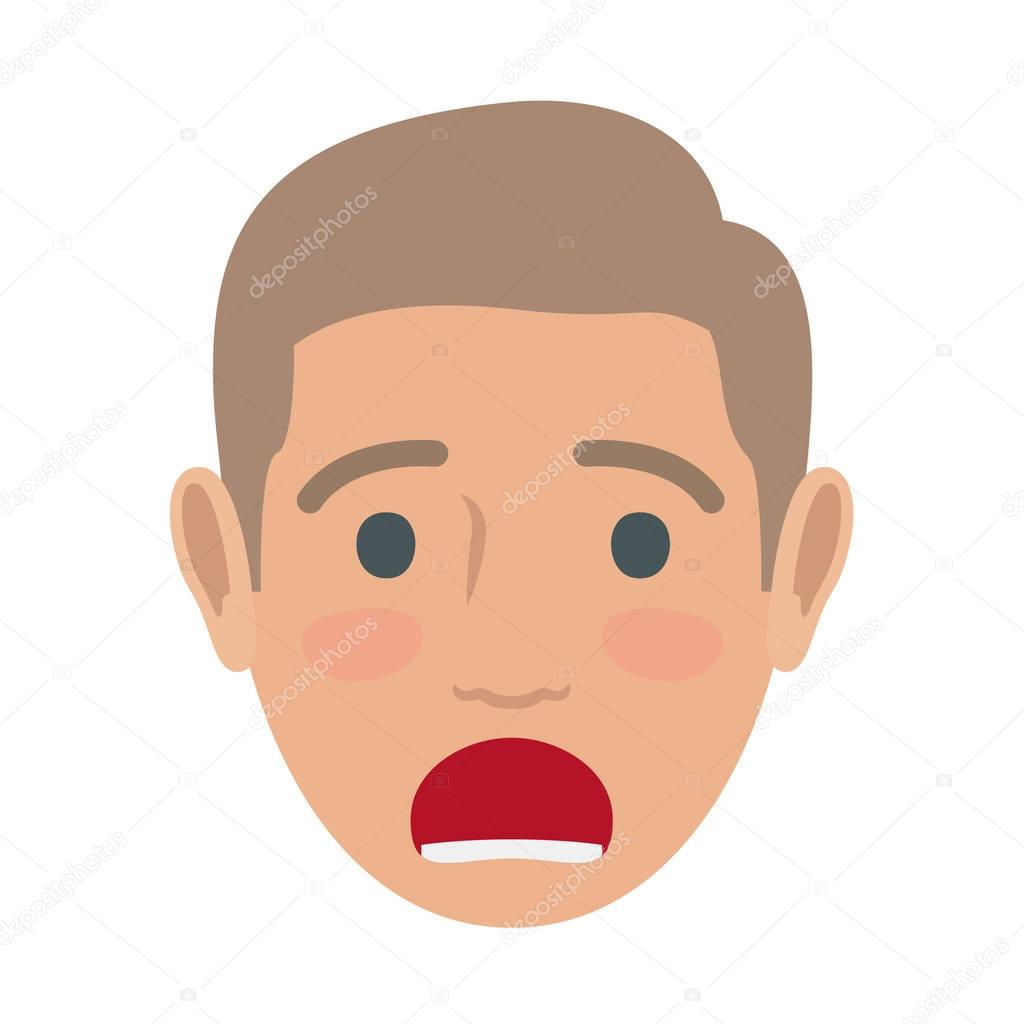 Surprised Man Face Flat Vector Icon