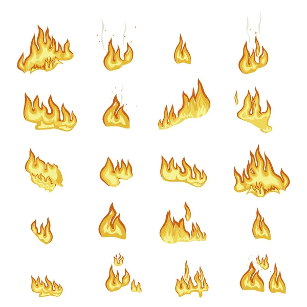 Flamme de feu Signes Collection sur fond blanc — Image vectorielle