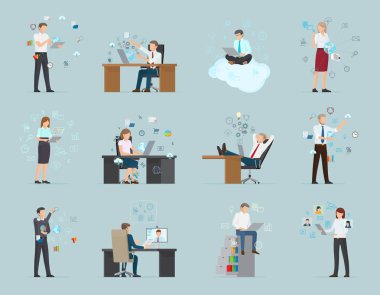 Internet iş kümesi erkek ve kadın işçilerin