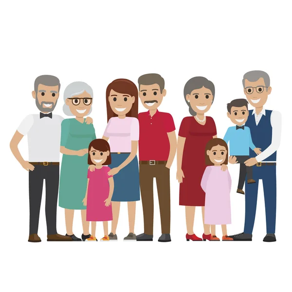Multi-γενιά οικογενειακή φωτογραφία πολύχρωμα σε λευκό — Διανυσματικό Αρχείο