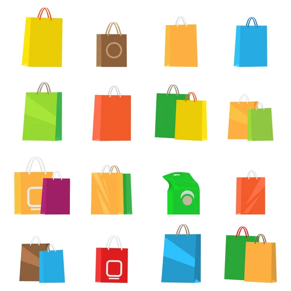 Colorful Empty Shopping Bags. Isolated Vector Set. — Stock Vector