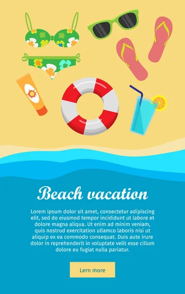 Banner de férias na praia — Vetor de Stock