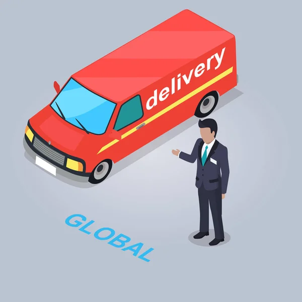 Illustration isolée du service global de livraison — Image vectorielle