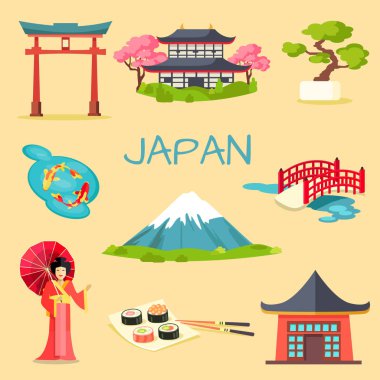 Japon ulusal sembolleri vektörler kümesi