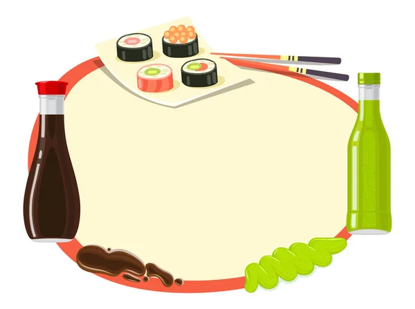 Masakan tradisional Jepang. Ilustrasi Pangan Asia - Stok Vektor