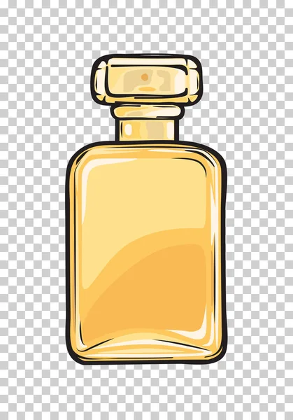 Modisches Parfüm in gläserner gelber Flasche in Nahaufnahme — Stockvektor