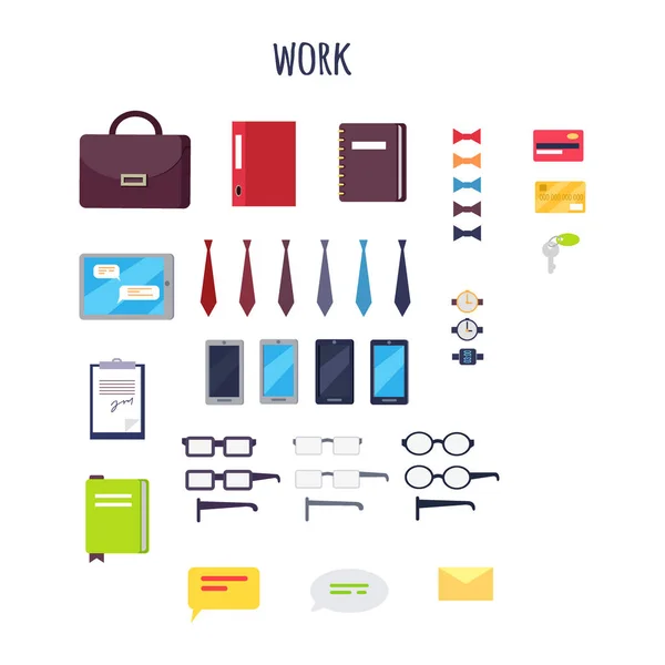 Cartoon werk apparatuur geïsoleerde illustraties Set — Stockvector