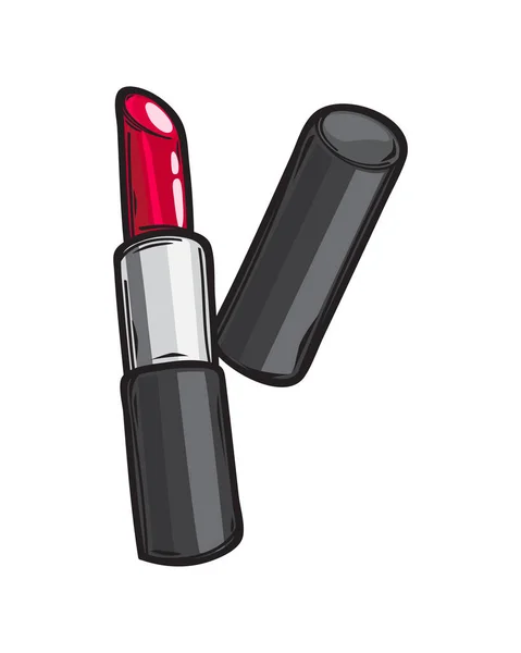 Rouge à lèvres brillant rouge classique Illustration isolée — Image vectorielle