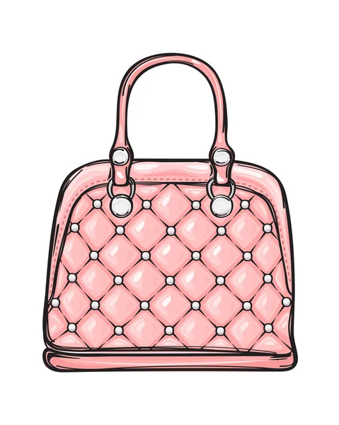 Rózsaszín trendi bőr táska elszigetelt illusztráció — Stock Vector
