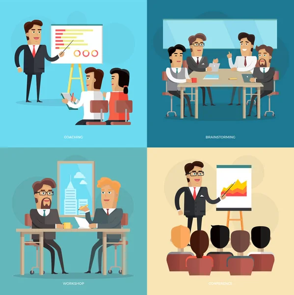 Business Meeting and Presentation Vector Poster — Stock Vector