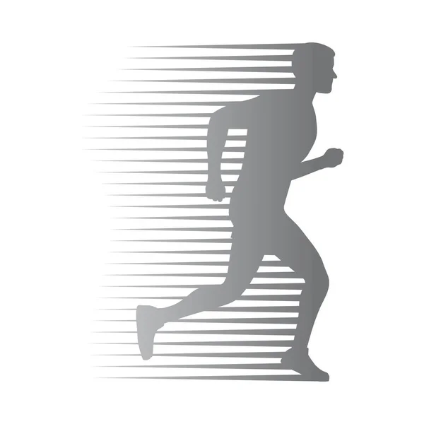 Silhouette di uomo isolato correre con linee in movimento — Vettoriale Stock