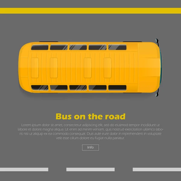 Ônibus em Road Conceptual Flat Vector Web Banner —  Vetores de Stock
