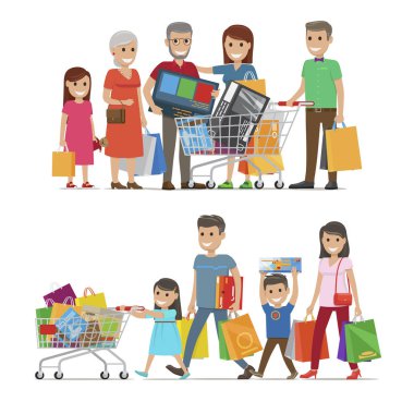 Aile kavramı vektör çizim alışveriş