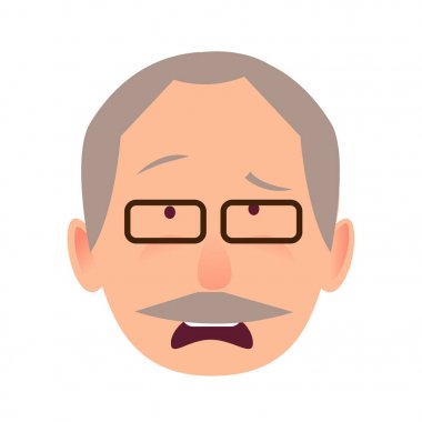 İhtiyar bir adamın kafası vektör hüzünlü yüz duygu