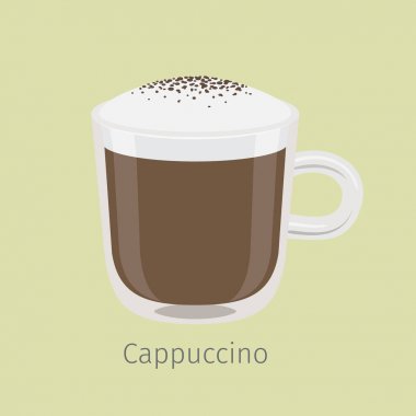 Cam fincan Cappuccino kremli köpük vektör ile