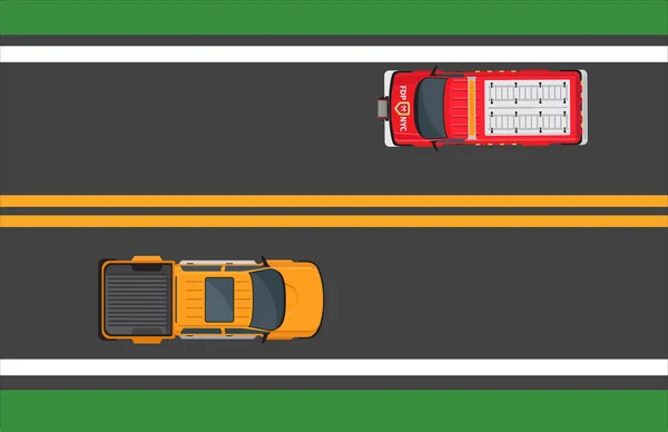 Concept de vecteur de circulation urbaine avec des voitures sur l'autoroute — Image vectorielle
