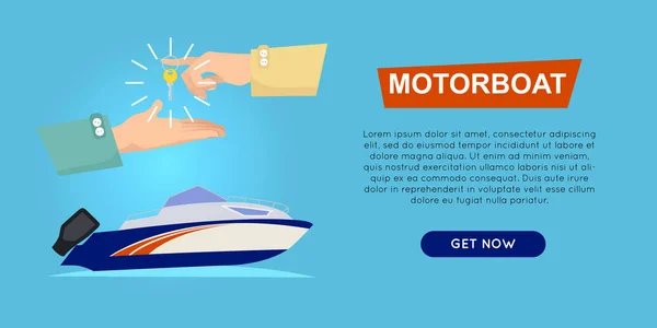 Köpa motorbåt Online. Båt säljer. Web Banner. — Stock vektor