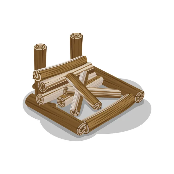Vector aislado de madera apilada. Elementos de leña — Archivo Imágenes Vectoriales